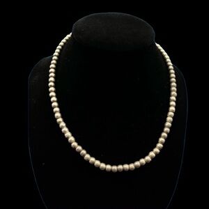 20” Oxidized Sterling Silver 925 Navajo Pearl Bead Strand Necklace 40 Grams!